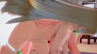 After playing with each other Mythra and Pyra squeeze her man dry at their retreat