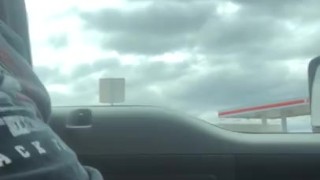 Almost caught stroking my cock while driving 