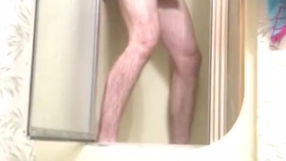 Quickie in shower with big dildo pt.2