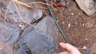 Hippie jerks off while doing laundry