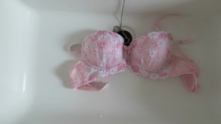 Piss-covered pink bra!