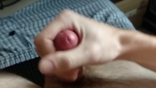 Jerking and shooting a big cumshot onto my chest after an edging session