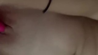 Naughty wife playing with new toy 