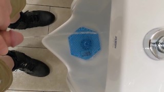Pissing in public urinal at work 2