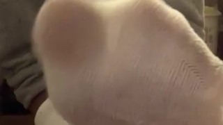 Sweaty feet big feet toes wiggling 