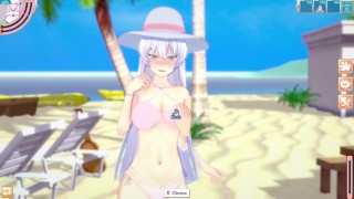 3D/Anime/Hentai: Shy hot girl gets fucked on the beach in her bikini!!!