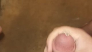 Fat boy puts condom in penis and squirts it out
