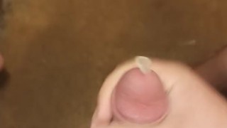 Fat boy puts condom in penis and squirts it out