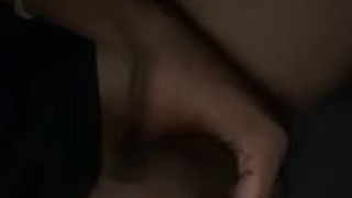 Jacking my long curved black dick 