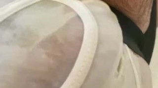 Pissing and ripping my Aeropostale boxer briefs in the shower 