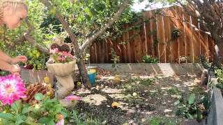 Sexy MILF gets surprised Stuck and FUCKed in the Garden