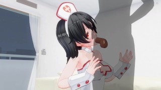 3D HENTAI Skinny nurse gives a blowjob to a patient