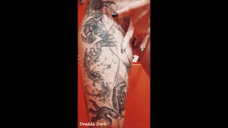 Hot tattooed brunette with big boobs and ass is taking shower