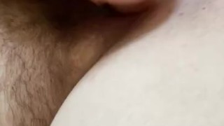 Fucking my fat hairy pussy - close up