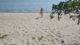 on a public beach jerking off my dick in anticipation of sex