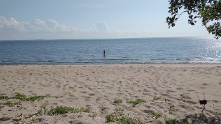 on a public beach jerking off my dick in anticipation of sex