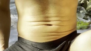 Cam Crest shows off his bulge outside