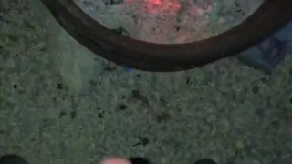 Desperate to put out the fire, no water available so I Jizzed & Pissed on the fire to put it out