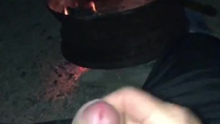 Desperate to put out the fire, no water available so I Jizzed & Pissed on the fire to put it out