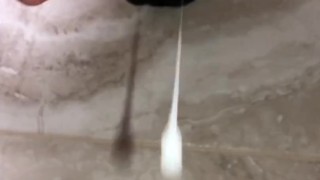 Naughty Guy at the Shower House has Anal Sex with 3 wall suction Dildos until he Cums w/ a BBC Dildo