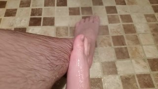 Soaking my feet in hot water
