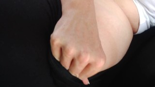 Fingering in the car at the park with windows down 