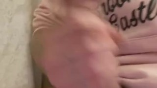 Max enjoying a quick stroke of his Monster White Cock in the bathroom