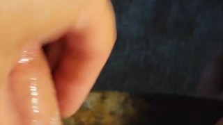 Stroking to a glass of girls spit