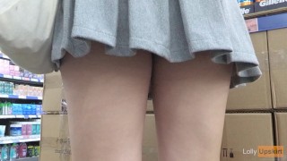 Risky public flashing in shop - upskirt no panties (best moments compilation)