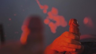 Slow Motion Cumshot on mirror. Close-up Solo Jerk off