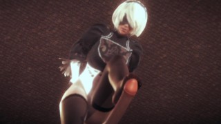 Nier automata 2B does tremendous footjob with her stockings