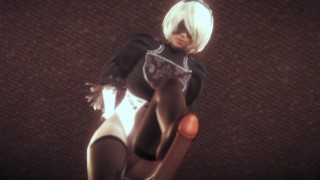 Nier automata 2B does tremendous footjob with her stockings