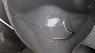 Peeing at work.