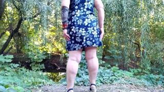 Spreading my huge ass hard and pissing in outdoors