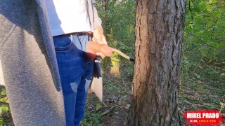Pissing boy - uncircumcised cock in forest