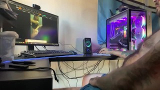 Boyfriend jerking off while watching porn 