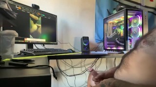 Boyfriend jerking off while watching porn 