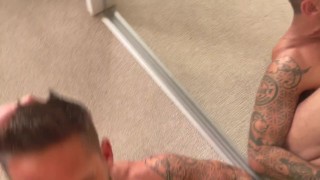 Face Fucked & Cum Fed by a Ginger Jock. I Cum On His Ginger Beard & Lick Some Off