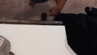 POV: Camera black twink showering 