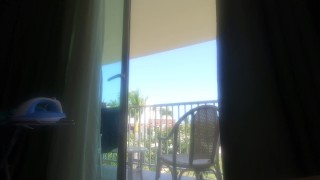 naked girl on the balcony