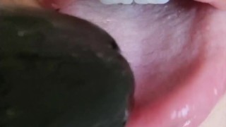 sexy italian mouth, cucumber blowjob