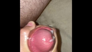 Horny Scott lubes up his hard dick then jerks off until he cums