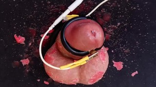 Hour long CBT session including balls slapping, hot wax play and e-stim teasing until cum leaks out