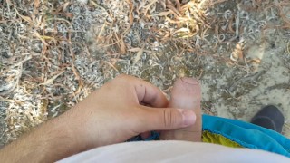 Boy with a small cock pissing in the pine forest ALMOST CAUGHT