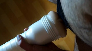 Guy in g-string panties broke condom in fleshlight Stoya Destroya!