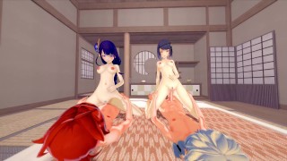 HOT FOURSOME WITH BAAL AND SARA - 4K GENSHIN IMPACT PORN