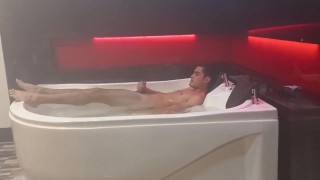 straight boy has orgasm and masturbates in jacuzzi