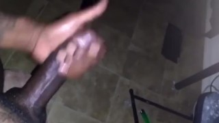 Huge juicy cumshot from a big black hard ebony cock/dick 