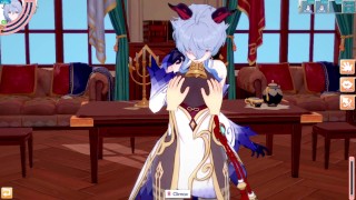3D/Anime/Hentai. Genshin Impact: Ganyu gets fucked and teased by Diluc in the office !!