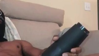 (WITH SOUND) BBC big dick monster cock teen moans and big cumshot with fleshlight sex toy 